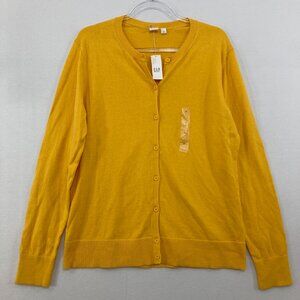 New GAP size XL Yellow Lightweight Knit Button Cardigan Preppy Office Work